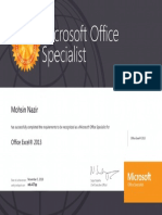 MOS Excel 2013 Certificate