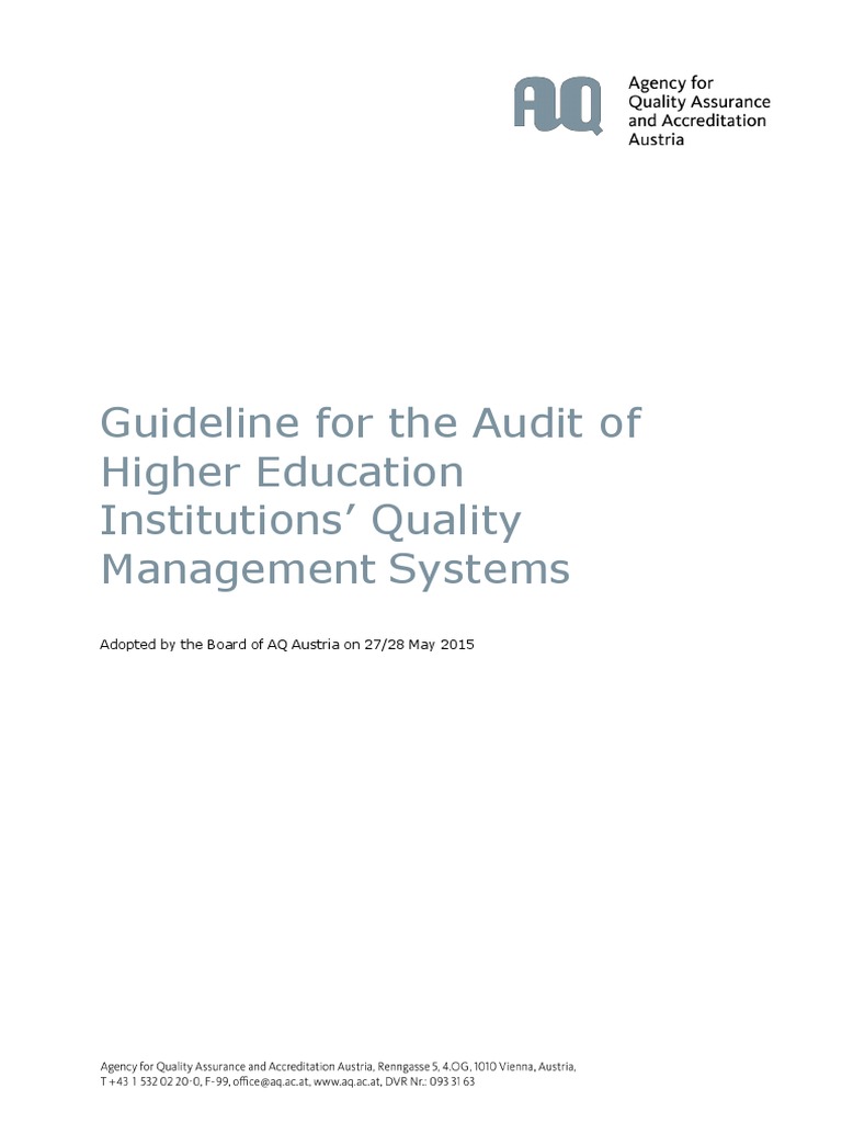 Audit Guidelines for Higher Education Quality | PDF | Audit | Quality ...