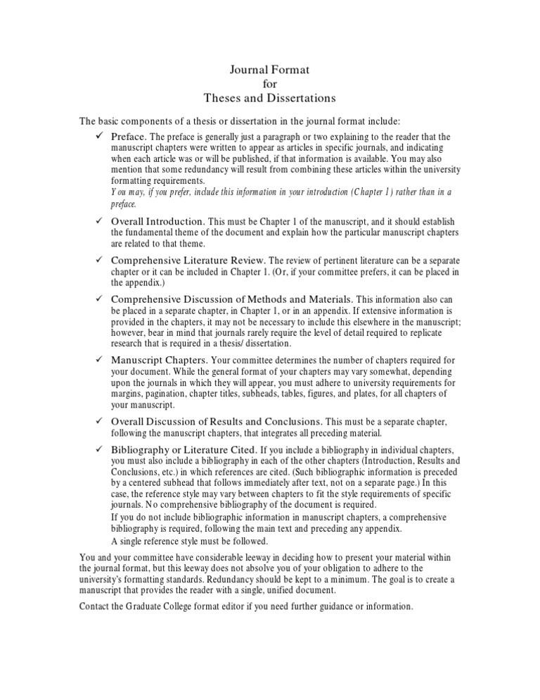 Journal Format For Theses and Dissertations PDF Thesis Bibliography