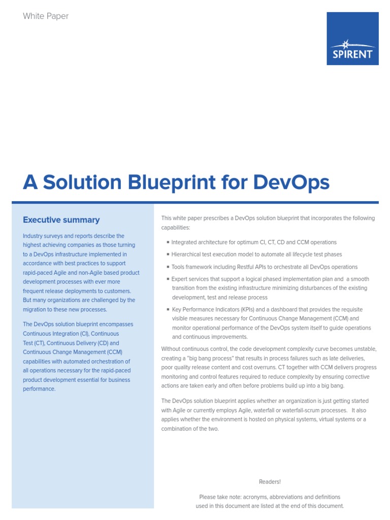 A Solution Blueprint For Devops: Executive Summary | PDF | Agile ...