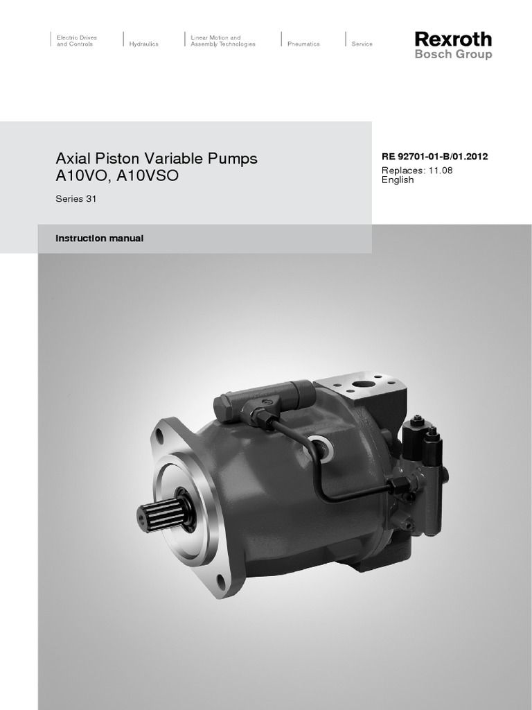 Axial Piston Pump Variable Displacement Bosch Rexroth A10VSO 1420834640 ...