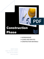 Construction Phase: Workmanship Claims and Disputes Construction Materials