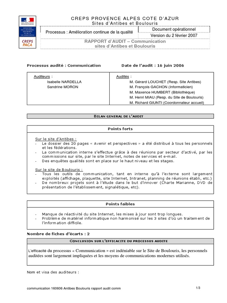 Exemple Rapport d'Audit  Audit  Informatique