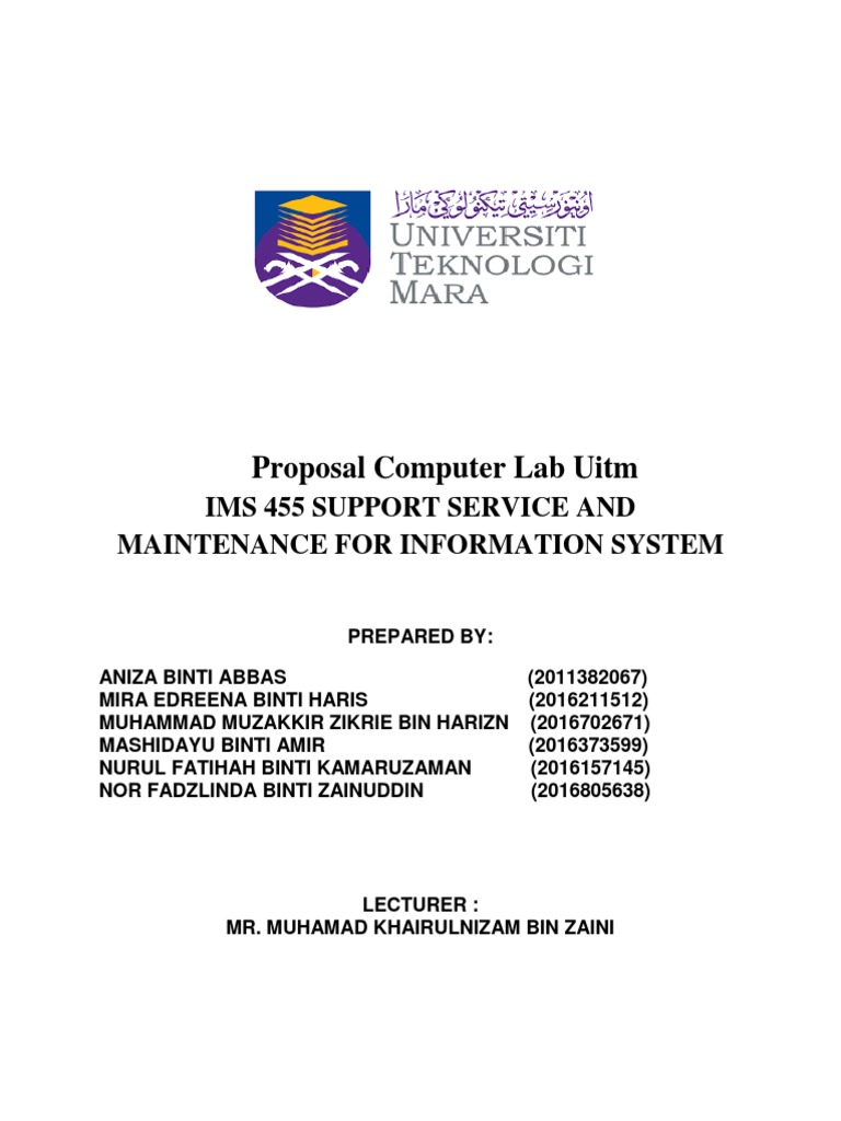 Assignment IMS455 UITM Computer Lab Network Proposal PDF Microsoft Windows Operating System