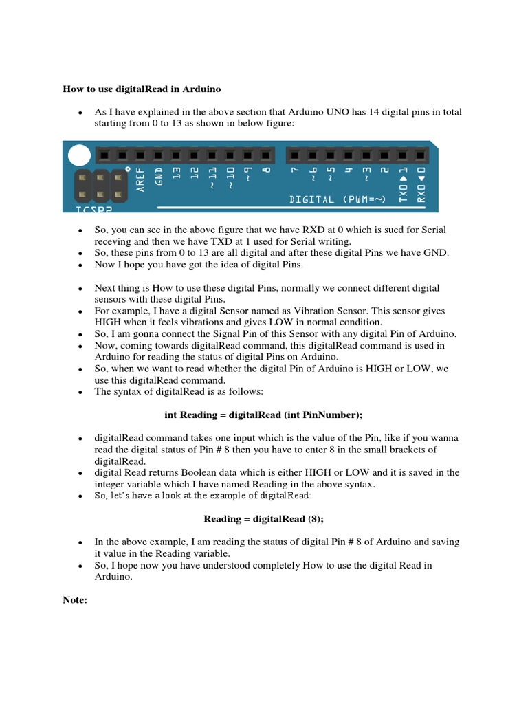 How To Use DigitalRead in Arduino | PDF | Arduino | Integer (Computer ...