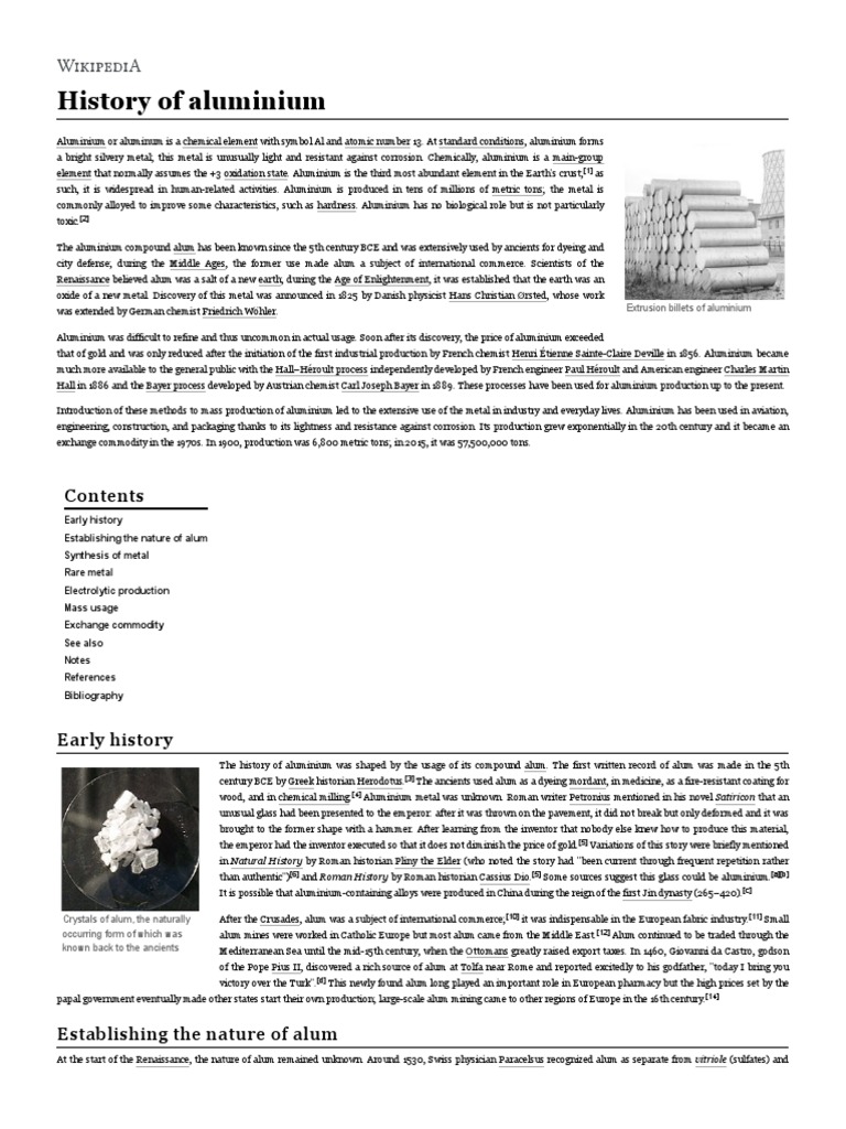 History of Aluminium | PDF | Aluminium | Metals