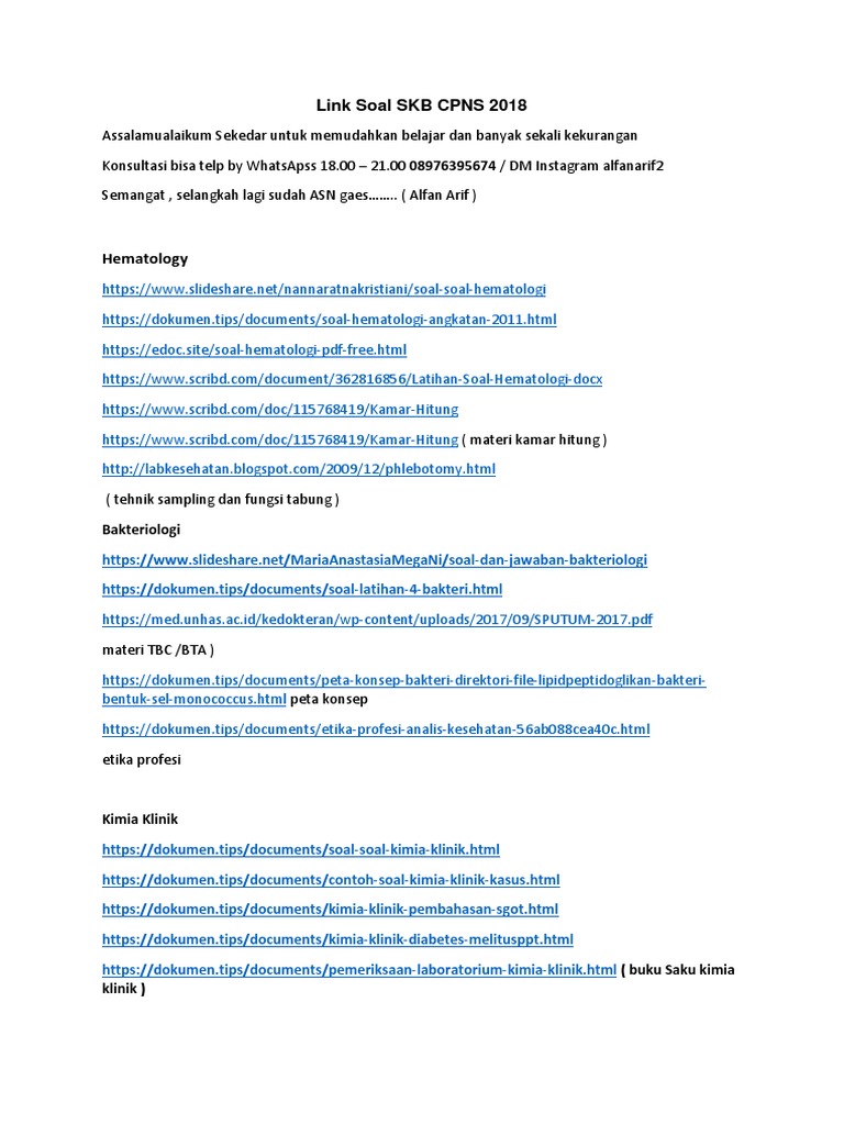 Link Soal Skb Cpns 2018 Docx