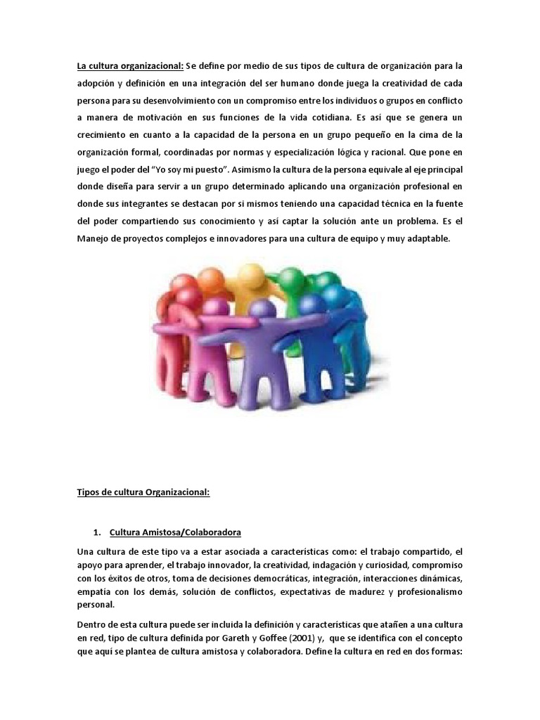 Tipos de Cultura Organizacional | PDF | Cultura organizacional ...
