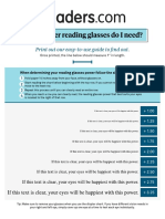 Reading Glasses Diopter Chart