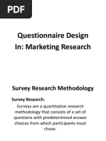 Questionnaire Design In: Marketing Research