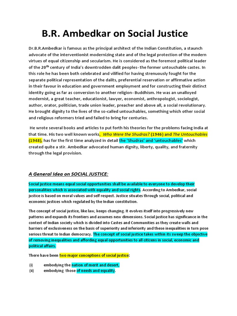 Ambedkar's Vision of Social Justice | PDF | Social Justice | Socialism