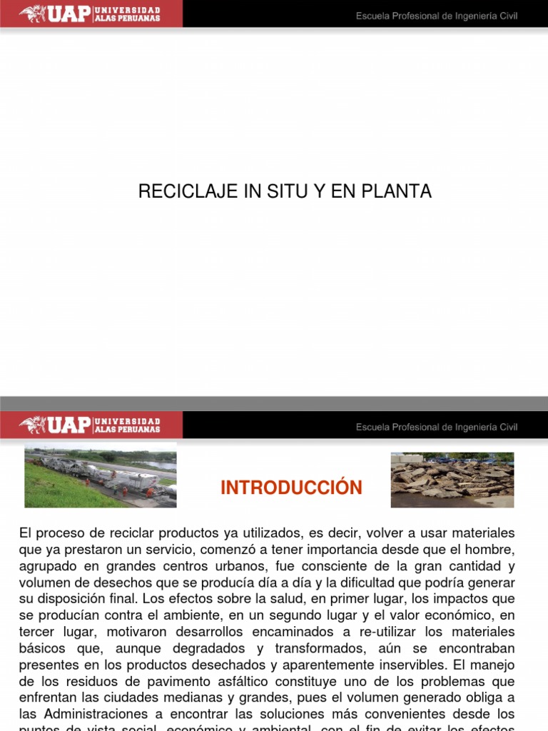 Reciclaje de Pavimentos: In Situ y en Planta | PDF | Reciclaje | Residuos