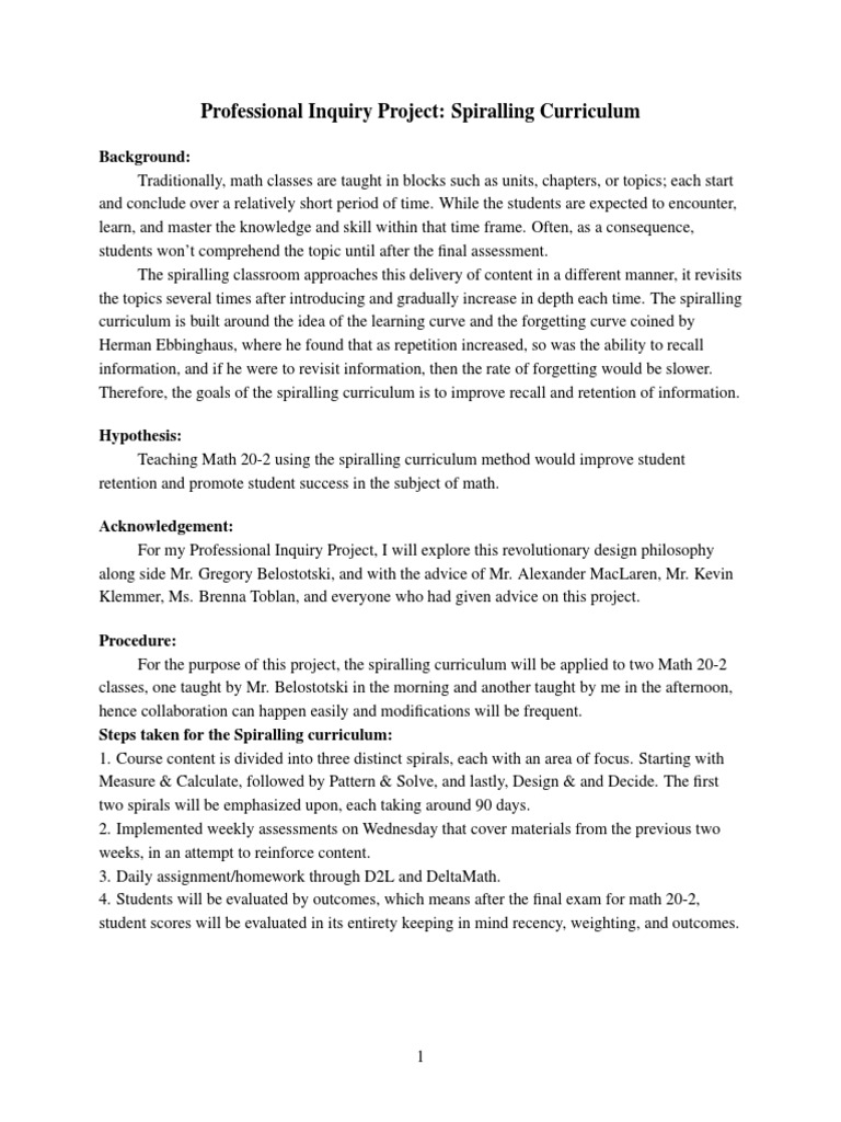 Professional Inquiry Project | PDF | Educational Assessment ...