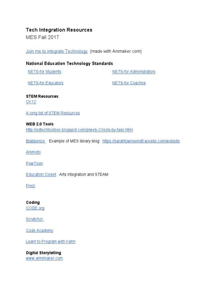 Technology Integration Resources Guide | PDF | Computers