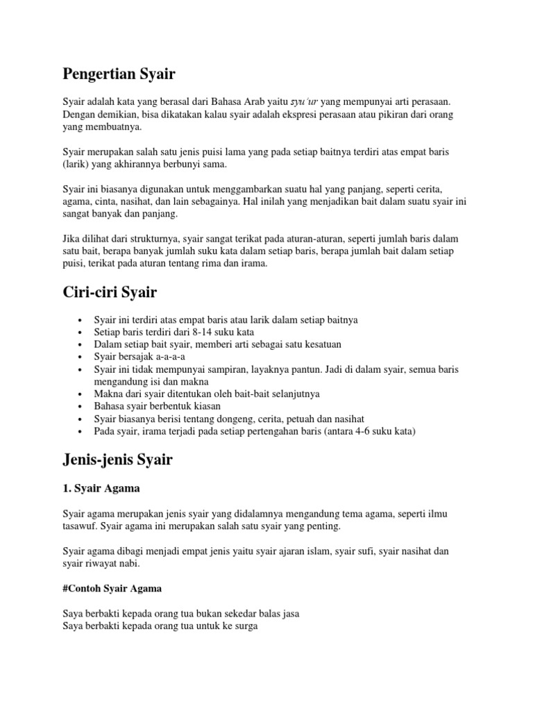 Pengertian Syair Pdf