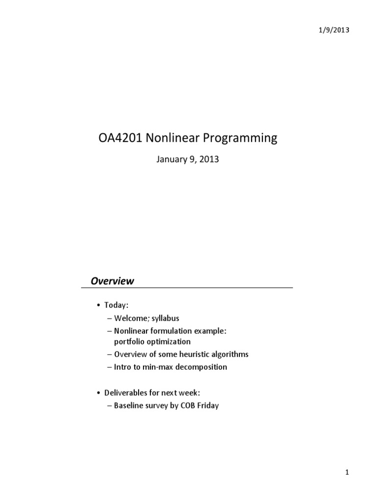 Nonlinear Programming Course Overview | PDF | Mathematical Optimization ...