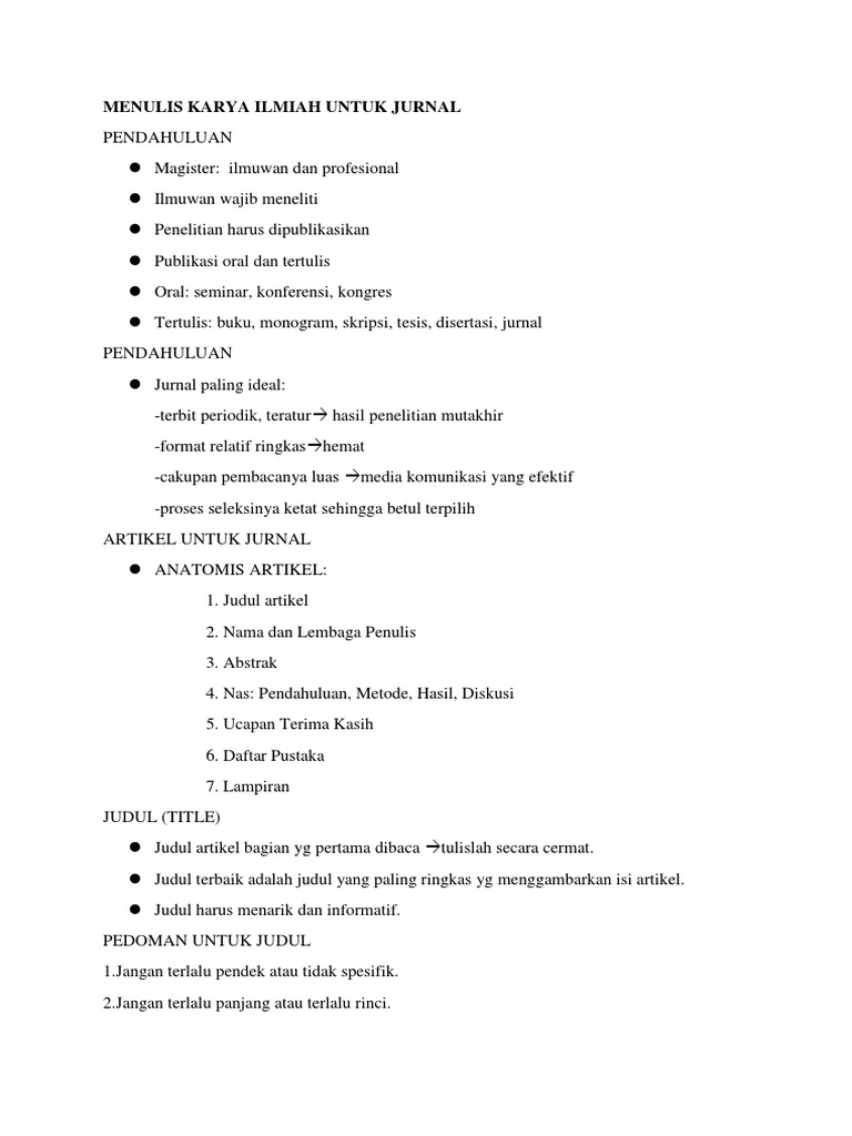 Menulis Karya Ilmiah Untuk Jurnal Pdf