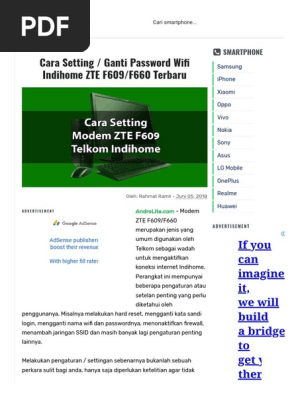Cara Setting Ganti Password Wifi Indihome Zte F609 F660 Terbaru Androlite Pdf