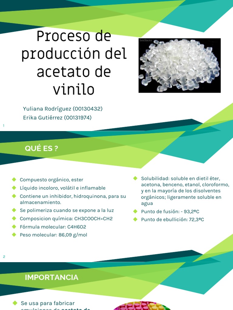 Acetato de Vinilo | PDF | Acetato | Ácido acético