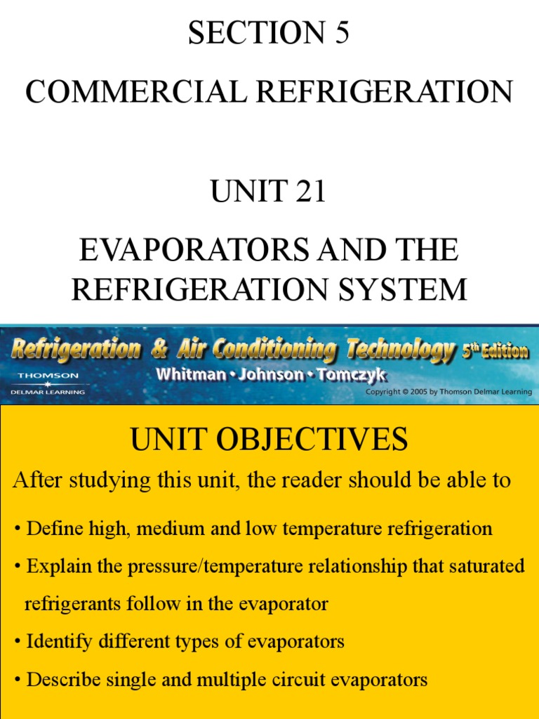 Section 5 Commercial Refrigeration Unit 21 Evaporators and The