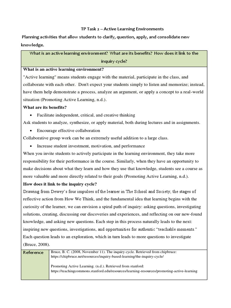 TP Task 2 | PDF | Inquiry | Learning