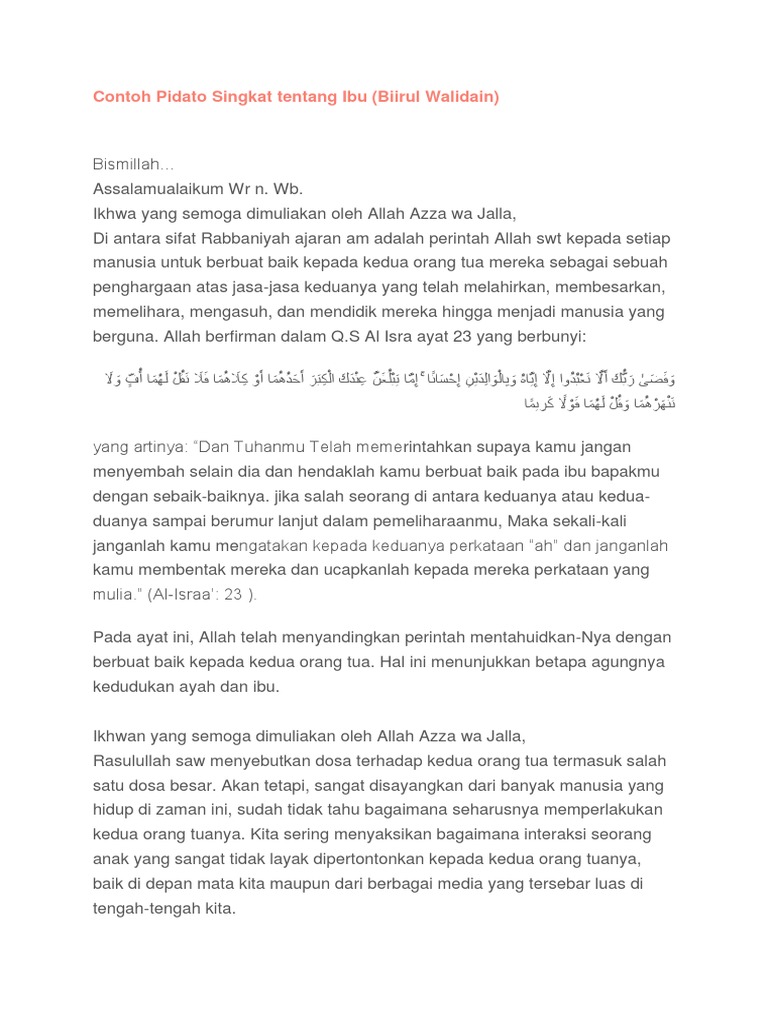 Contoh Pidato Singkat Tentang Ibu PDF