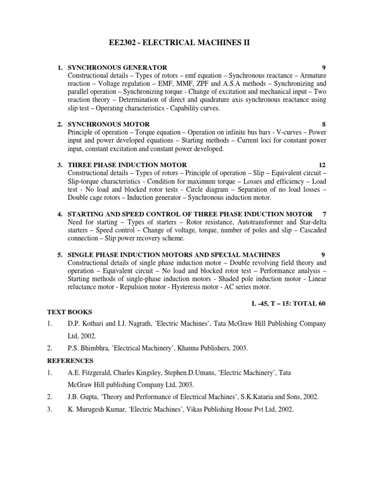 Electrical Machines II Course Guide | PDF | Alternating Current ...
