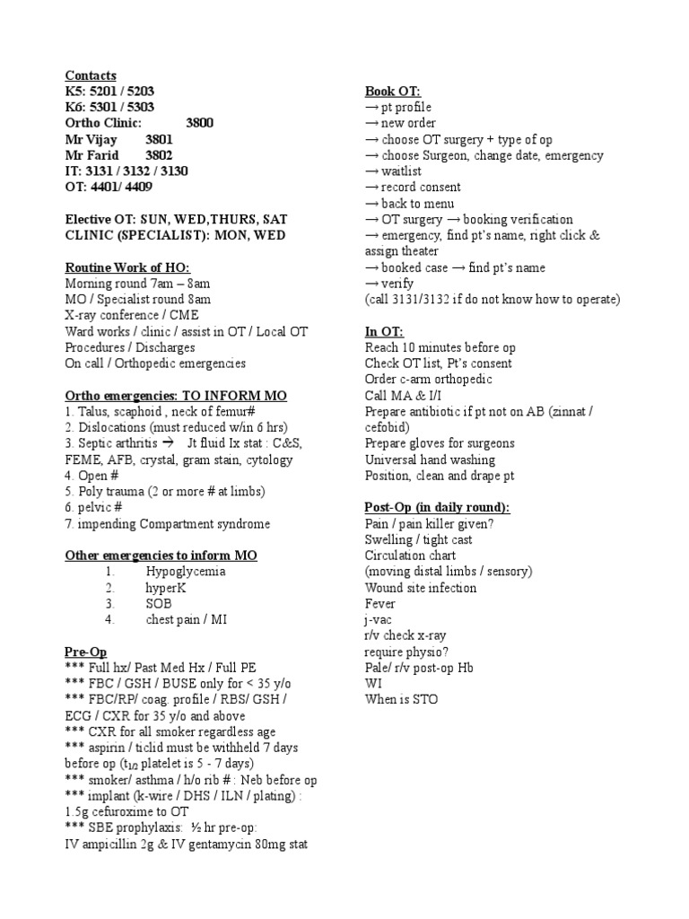 HO Ortho Notes | PDF | Elbow | Arm