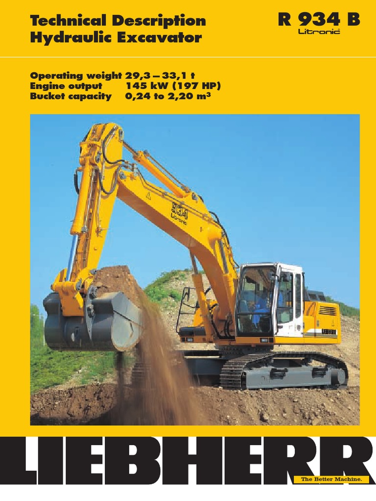 Liebherr R 934 B Excavator Specs | PDF | Engines | Transmission (Mechanics)