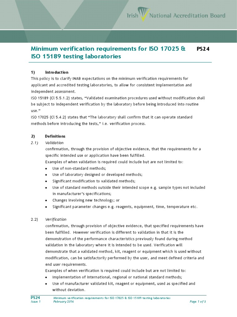 ISO 17025 & 15189 Verification Guidelines | PDF | Verification And ...