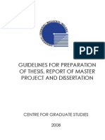 Guidelines For Preparation of Thesis, Report of Master Project and Dissertation