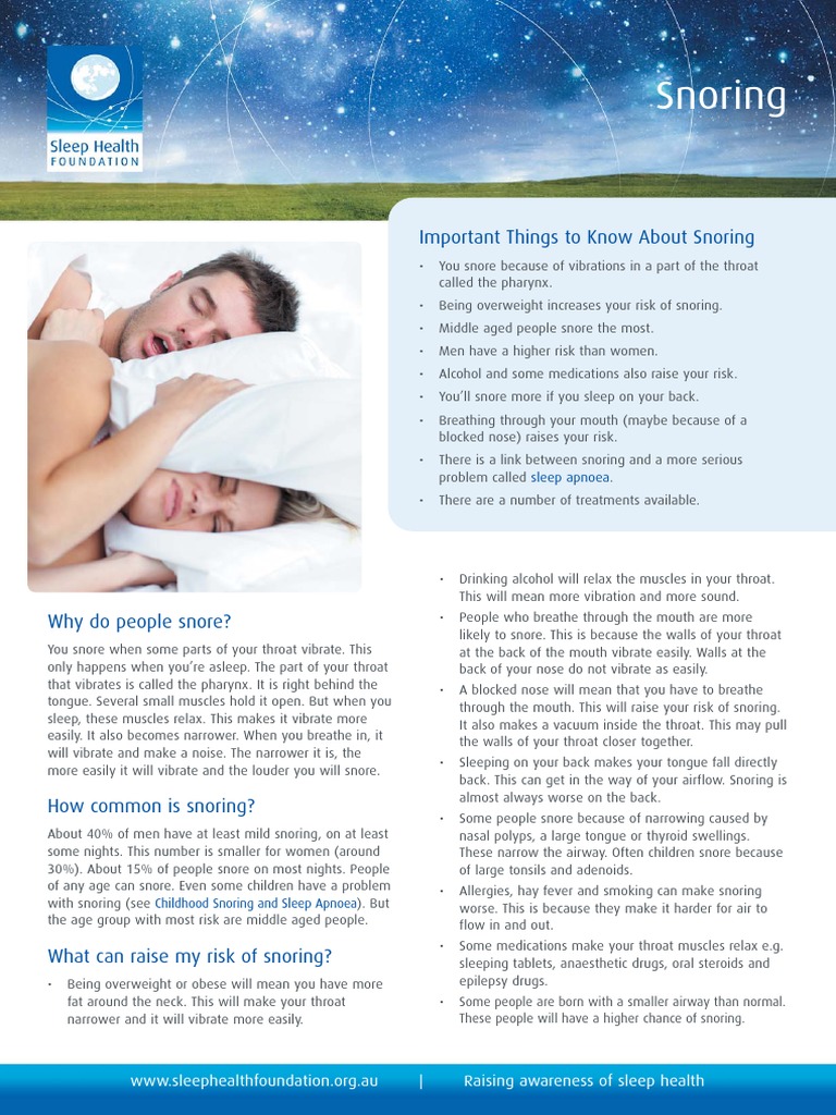 Snoring: Important Things To Know About Snoring | PDF | Snoring | Sleep ...