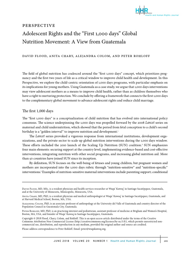 Nutrition in The First 1000 Days | PDF | Adolescence | Malnutrition