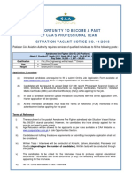 Opportunity To Become A Part of Caa'S Professional Team Situation Vacant Notice No. 11/2018