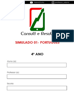 Simulado de Português - 01 - Diversas Habilidades - 4º Ano e 5º Ano