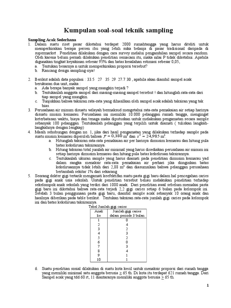 Kumpulan Soal Soal Teknik Sampling
