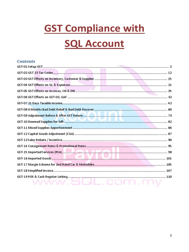 GST Compliance Guide for SQL Account | PDF | Receipt | Invoice