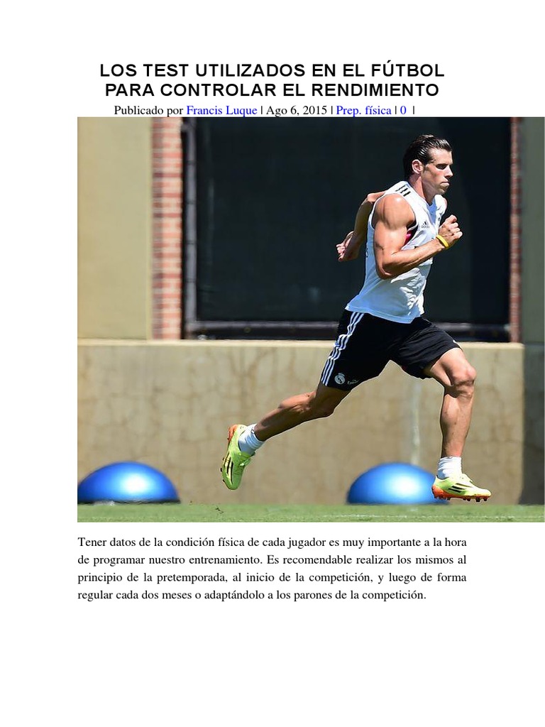 Los Test Utilizados en El Fútbol para Controlar El Rendimiento | PDF ...