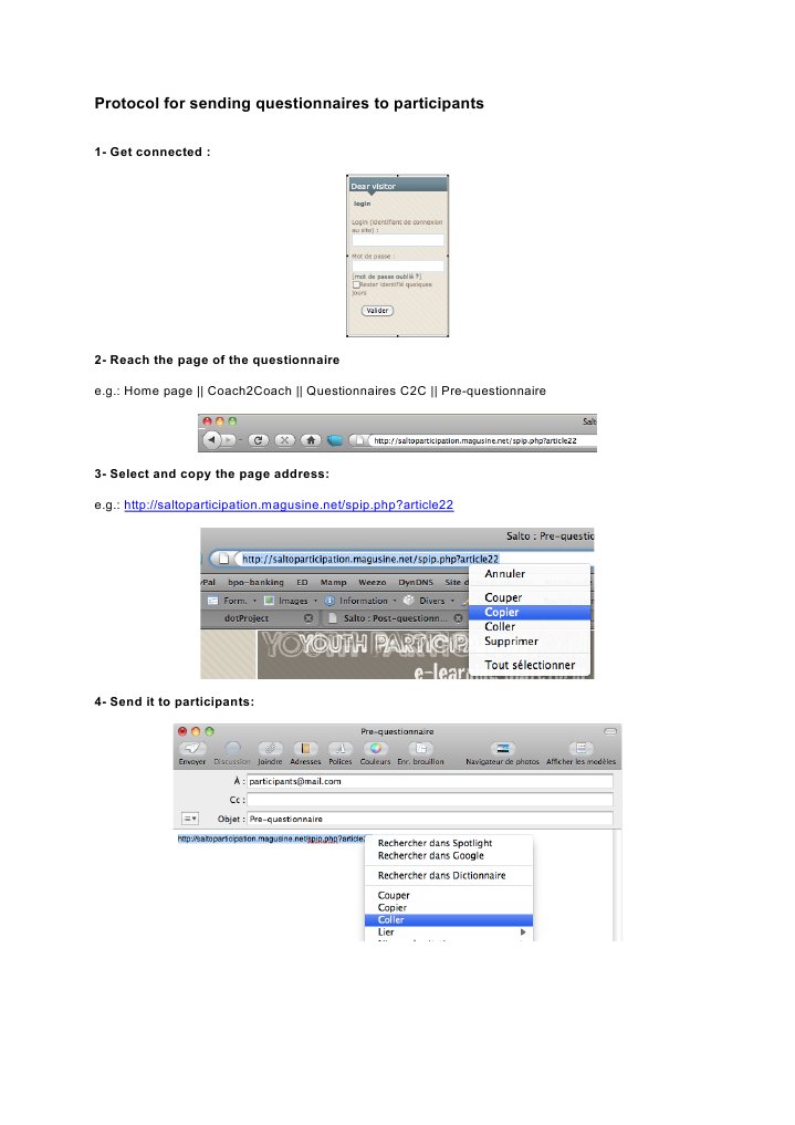 Protocol For Sending Questionnaires To Participants | PDF | Career ...