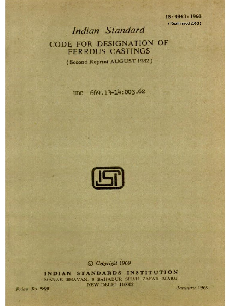 Is-4843 Casting PDF | PDF