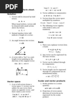 Vector Algebra Facts Sheet