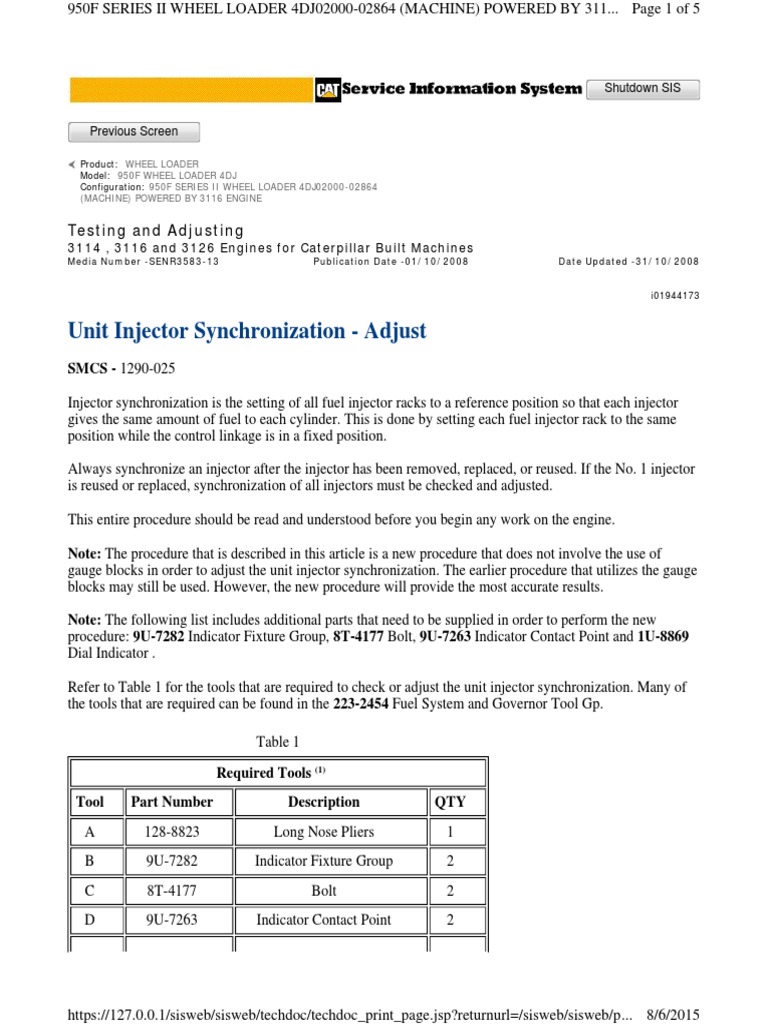 Unit Injector Synchronization - Adjust | PDF | Fuel Injection | Machine ...