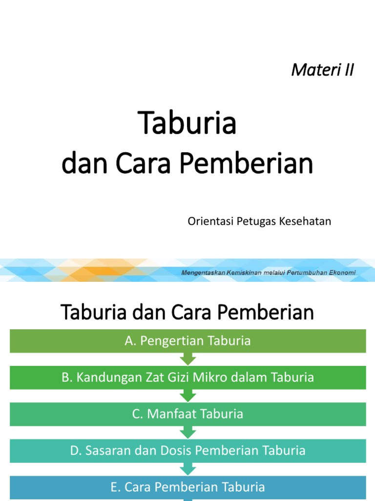 Slide 2 - Taburia Dan Cara Pemberian - Orientasi Nakes | PDF