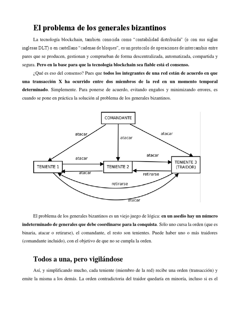 El Problema de Los Generales Bizantinos PDF Bitcoin Algoritmos