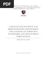 A Divulgação Do Risco Nas Demonstrações Financeiras - Uma Análise Ao Anexo Da Sociedades Não Financeiras Portugesas