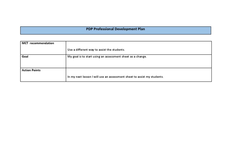 PDP Goals for Student Assessment | PDF | Career & Growth
