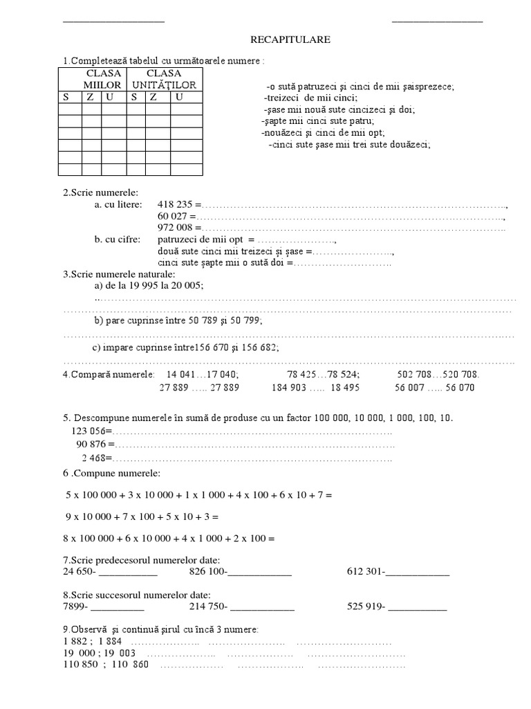 RECAPITULARE | PDF