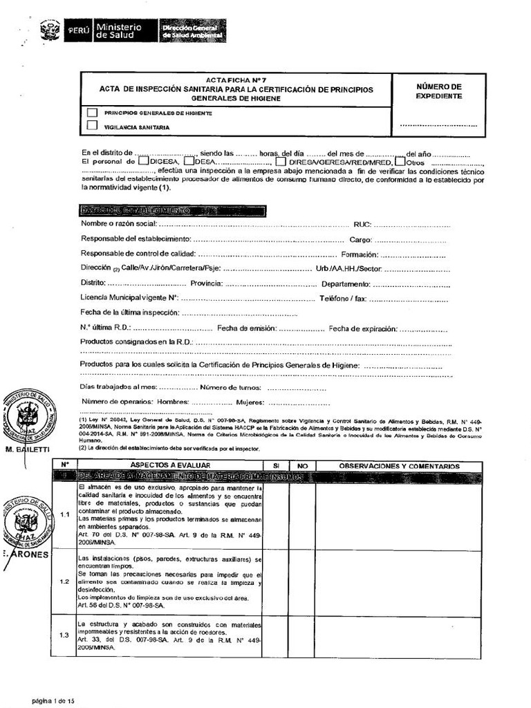 Acta de Inspeccion Sanitaria Rd 3 2015 Digesa Sa[1]