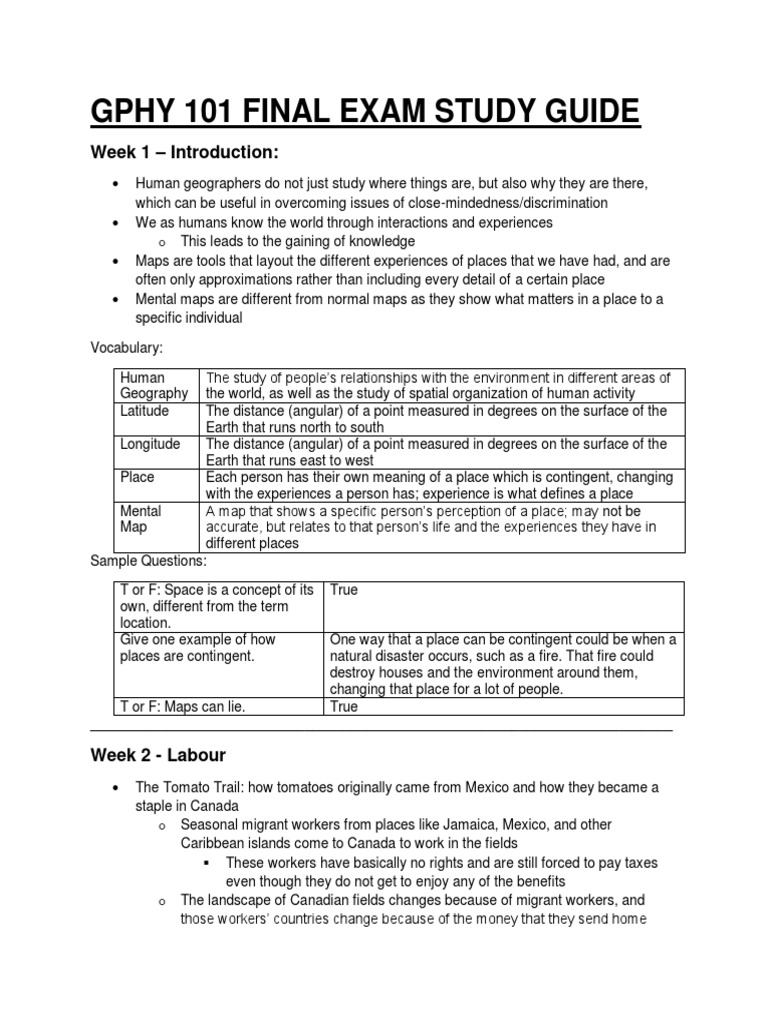 Geography Study Guide (Queens) PDF Renewable Energy Multinational