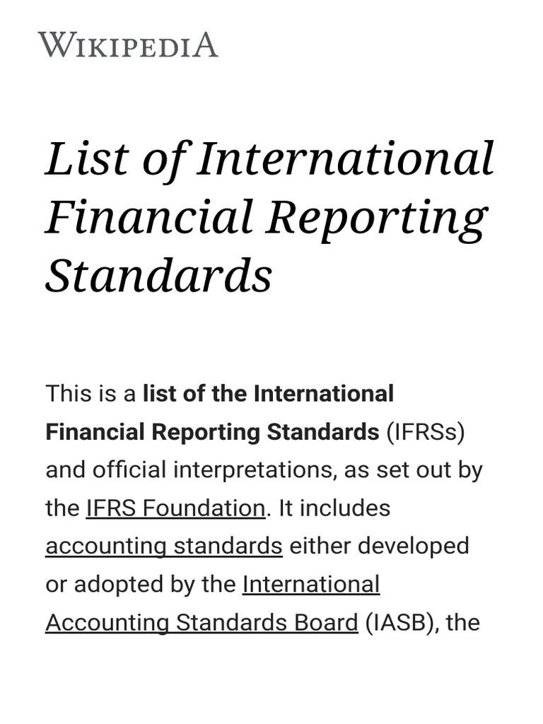 Comprehensive IFRS Standards List | PDF | International Financial ...